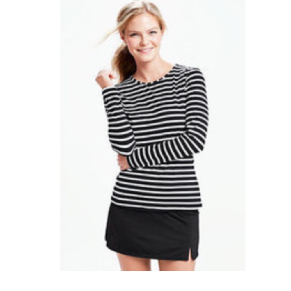 Lands End Rash Guard Swim Shirt CoverUp ~ Nautical Navy Stripes